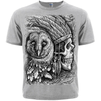 Футболка Indian Skull & Owl (меланж), Размер 4XL (XXXL Euro) Изображение