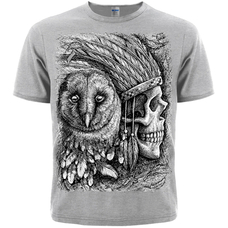 Футболка Indian Skull & Owl (меланж), Размер 4XL (XXXL Euro) Изображение