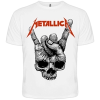 Футболка Metallica (Skull Sign of the Horns) (біла футболка) Зображення