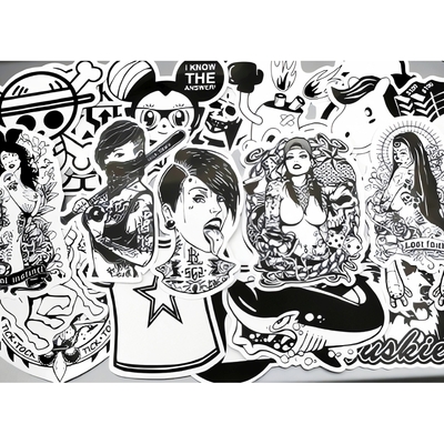 Набор стикеров Rock'N'Roll (black-white) (stk-002) (50 шт.) Зображення