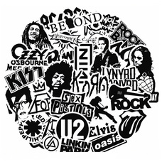 Набор стикеров Bands logo (black-white) (stk-018) 50 шт Зображення