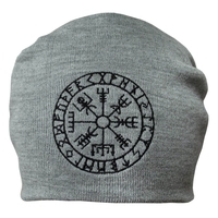 Шапка з вишивкою Vegvisir (рунічний компас) сіра Зображення