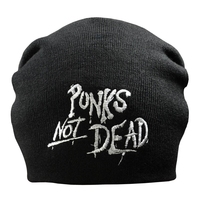 Шапка с вышивкой Punk’s Not Dead черная Изображение