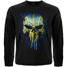 Футболка з довгим рукавом Череп (Punisher) із Тризубом (жовто-блакитний) Зображення