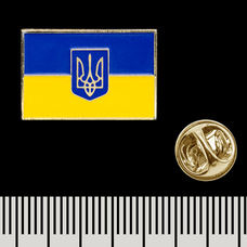 Пін (значок) прямокутний Прапор України з Гербом (pnua-003) Зображення