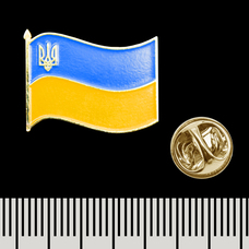 Пін (значок) фігурний Прапор України з Тризубом (pnua-009) Зображення