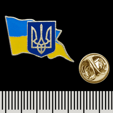 Пін (значок) фігурний Прапор України з Гербом (pnua-014) Зображення