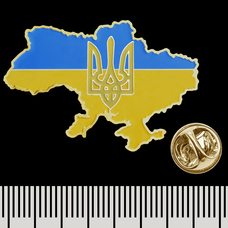 Пін (значок) фігурний Карта України (Тризуб) (pnua-020) Изображение