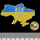 Пін (значок) фігурний Карта України (Тризуб) (pnua-020) Зображення
