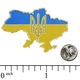 Пін (значок) фігурний Карта України (Тризуб) (pnua-020) Зображення