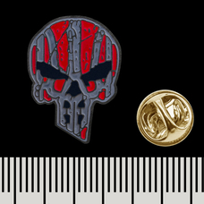 Пін (значок) фігурний Череп Punisher із Тризубом (червоно-сірий) (pnua-022) Зображення