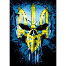 Плакат Череп (Punisher) із Тризубом (жовто-блакитний) Изображение
