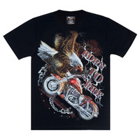 Футболка Born To Ride (eagle, moto, chain) (3D, світиться в темряві) Изображение