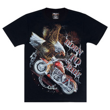 Футболка Born To Ride (eagle, moto, chain) (3D, світиться в темряві) Зображення