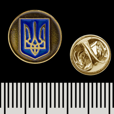Пін (значок) круглий Герб України на бронзовому тлі pnua-030 Зображення