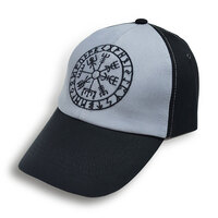 Бейсболка сіро-чорна Vegvisir (рунічний компас, футарк) Зображення