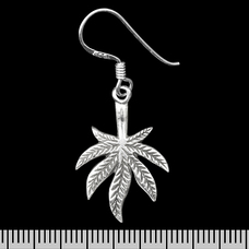Сережка-гачок Cannabis leaf down (срібло, 925 проба) (ehs-032) Зображення