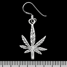 Сережка-гачок Cannabis leaf up (срібло, 925 проба) (ehs-035) Зображення
