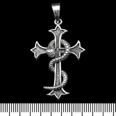 Кулон Змія на хресті (срібло, 925 проба) (sp-241) Изображение