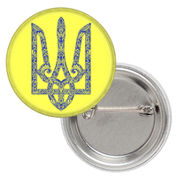 Значок патріотичний Тризуб (синій на жовтому тлі) Зображення