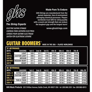Струни для електрогітар GHS STRINGS BOOMERS GBTNT-8 Зображення
