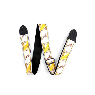 Ремінь для гітари Fender 2 Monogrammed White Brown Yellow Strap Зображення