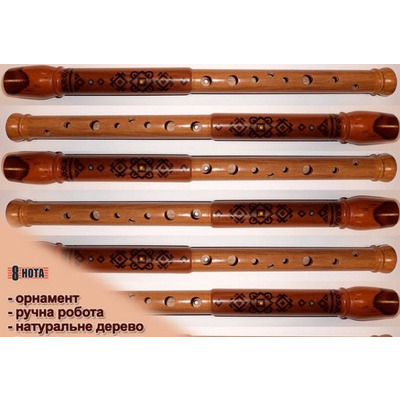Сопілка хроматична нерозбірна з орнаментом, букова Зображення