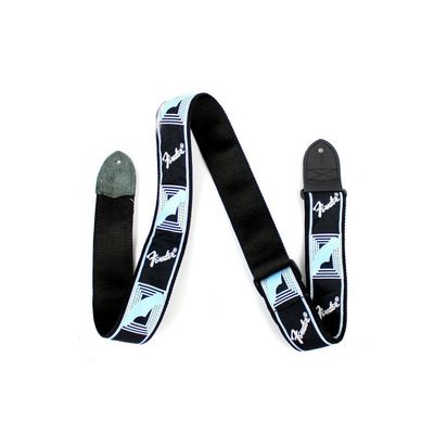 Ремінь для гітари Fender 2 Monogrammed Black Light Grey Medium Blue Strap Зображення