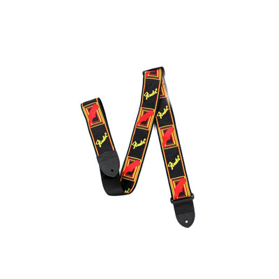 Ремень для гитары Fender 2 Monogrammed Black/Yellow/Red Strap Изображение