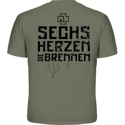 Оливкова футболка Rammstein "Sechs Herzen Die Brennen" Зображення