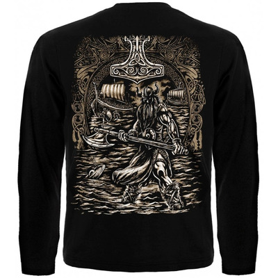 Футболка з довгим рукавом Viking (наполовину лице, наполовину череп) Зображення