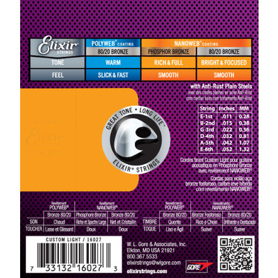 Струны для акустической гитары Elixir PB NW CL Изображение