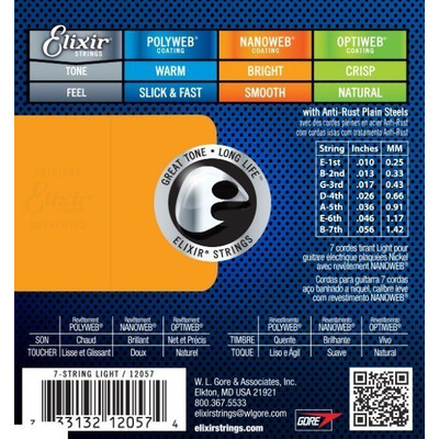 Струны для электрогитары Elixir EL NW L 7 strings Изображение