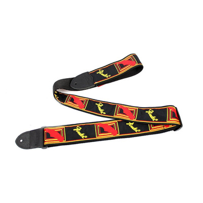 Ремень для гитары Fender 2 Monogrammed Black/Yellow/Red Strap Изображение