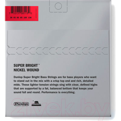 Струны Dunlop DBSBN30130 BASS-NKL SB MD (6ст.) Изображение