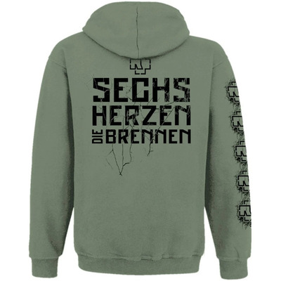 Худи Rammstein "Sechs Herzen Die Brennen" (олива) Изображение