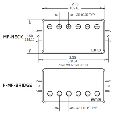 EMG F-MF SET Brushed Black Chrome - Именной набор Marty Friedman (пассивный) для Floyd Изображение