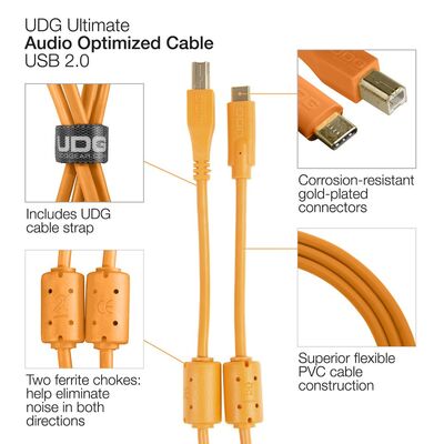 Шнур UDG Ultimate Audio Cable USB 2.0 C-B Orange 1,5m Изображение