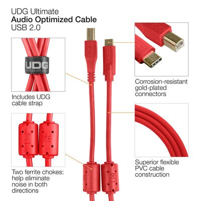 Шнур UDG Ultimate Audio Cable USB 2.0 C-B Red 1,5m Зображення