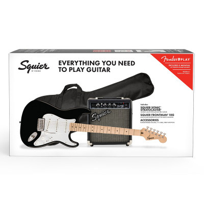 Гитарный набор SQUIER by FENDER SONIC STRATOCASTER PACK MN BLACK Изображение