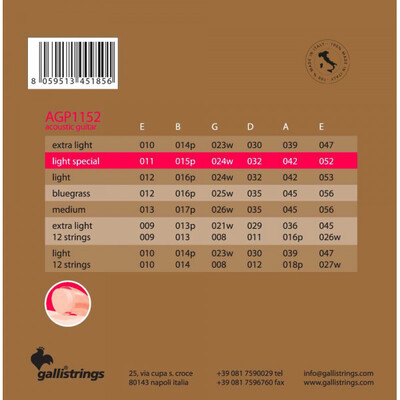 Струны для акустической гитары Gallistrings AGP1152 LIGHT SPECIAL Изображение