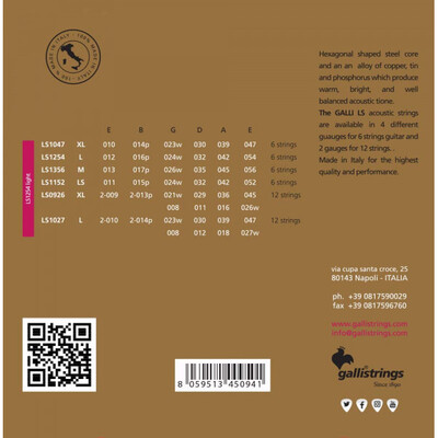 Струны для акустической гитары Gallistrings LS1254 LIGHT Изображение