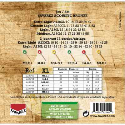 Струни для акустичної гітари SAVAREZ A130XL Зображення