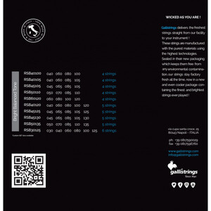 Струни для бас-гітари Gallistrings RSB45105 4 STRINGS MEDIUM Зображення