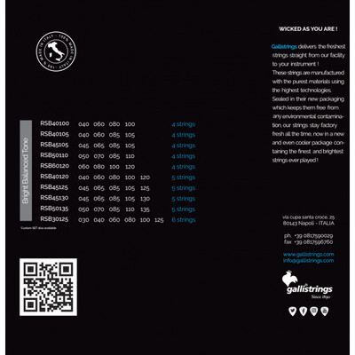 Струни для бас-гітари Gallistrings RSB45105 4 STRINGS MEDIUM Зображення
