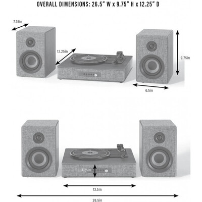 Виниловый проигрыватель Crosley Aria Shelf System Gray Изображение