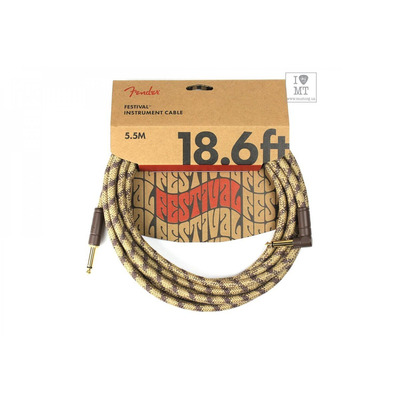 Кабель інструментальний Fender 18.6' Angled Festival Instrument Cable Pure Hemp Brown Stripe (990918022) Зображення