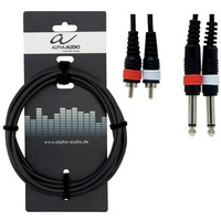 Аудіо-кабель Alpha Audio 2mono jack/ 2 RC A (тюльпан 1,5м) 190210 Зображення