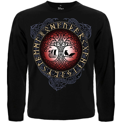 Футболка з довгим рукавом Дерево життя (Рунічний компас Вегвізир) Зображення