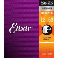 Струни для акустичної гітари Elixir AC 80/20 NW L 12-53 Зображення